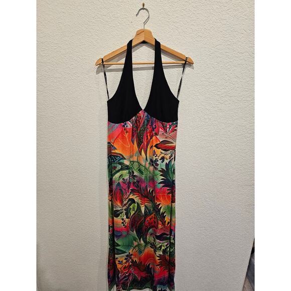 Nally & Millie Knit Tank Maxi Dress Women's Size medium Sleeveless Floral Green - Picture 1 of 4